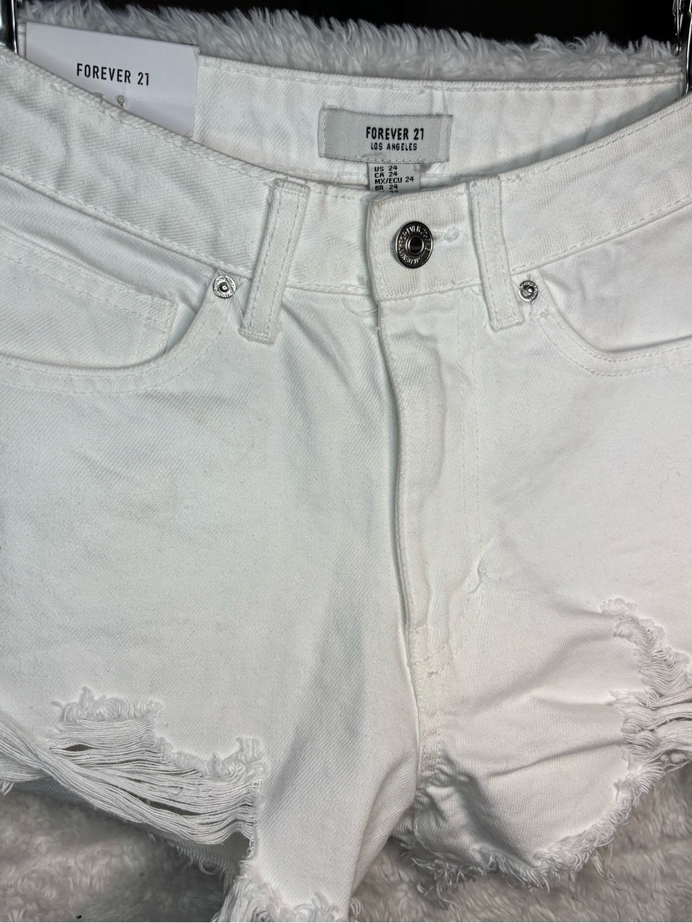 Forever 21 WHITE Distressed Denim Cutoff Shorts